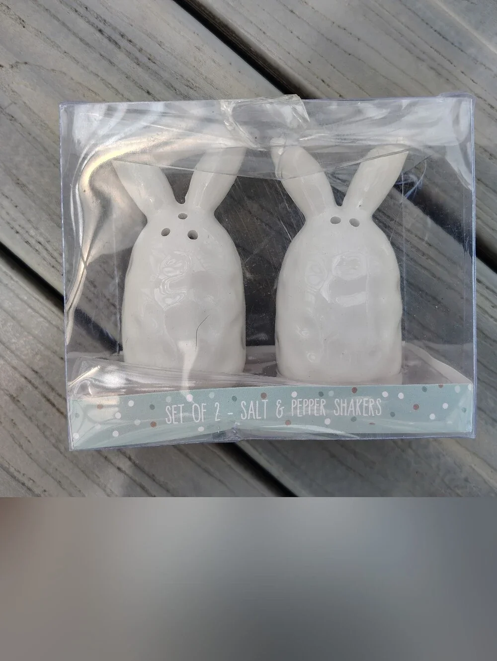White Bunny Salt and Pepper Shakers Set of 2 - Cute Ceramic Rabbits